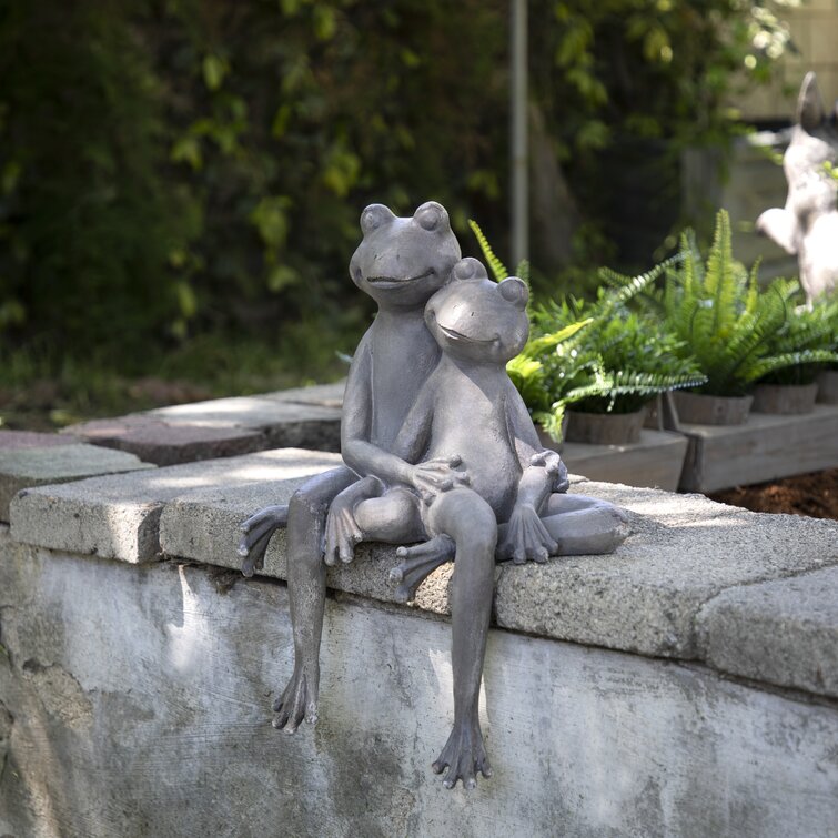 pure garden frog couple statue