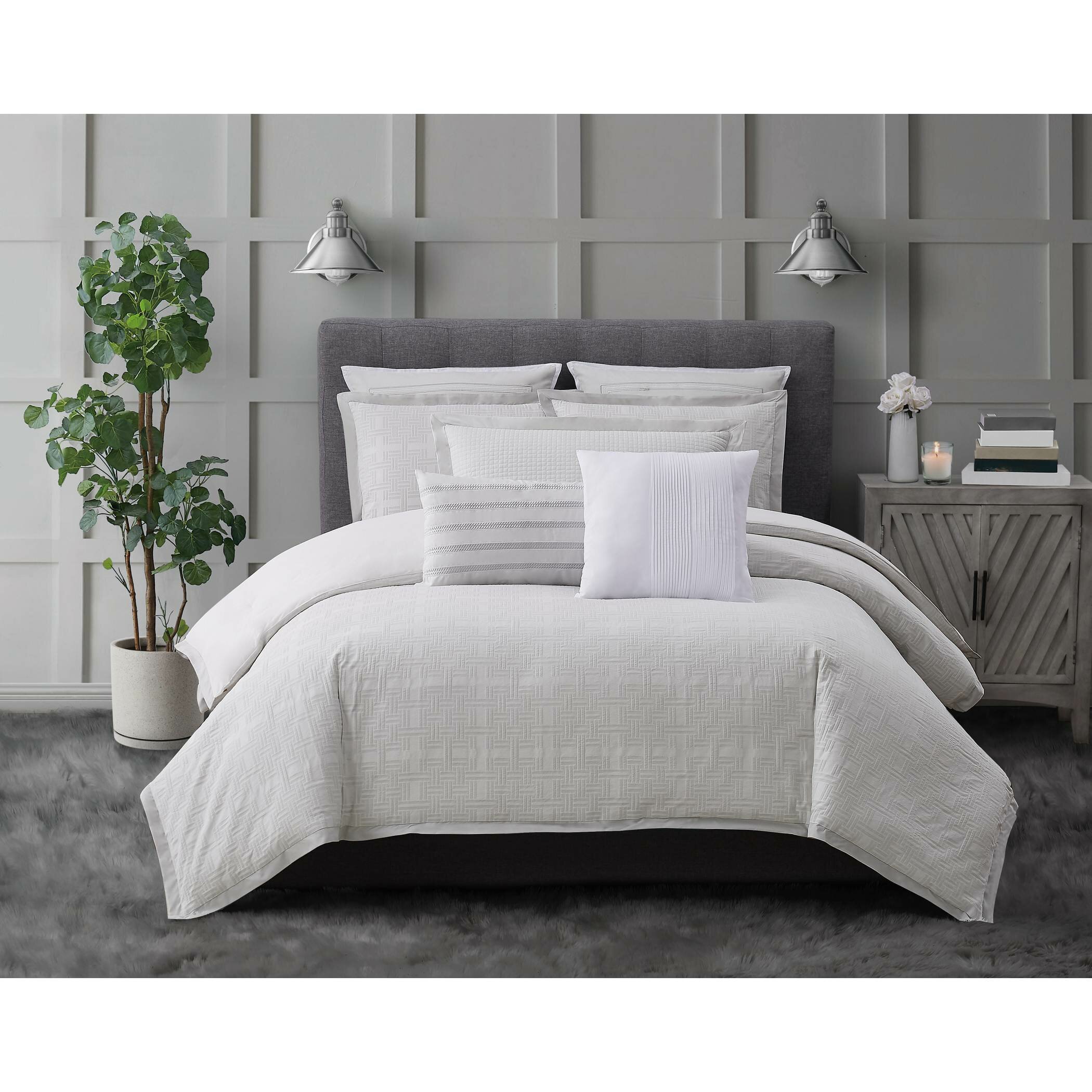 Machine Washable Besfor White Hotel Collection Luxury Down Alternative Quilted Comforter All Season -Plush Microfiber Fill White, Cal King