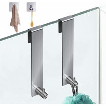 Towel Hooks for Bathroom Frameless Glass Shower Door Shower Squeegee Hooks 2-Pack Black Shower Door Hooks