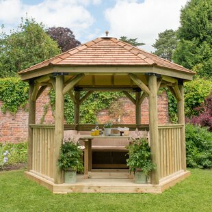 Furnished 3.8m X 3.3m Wooden Gazebo With Cedar Roof Image