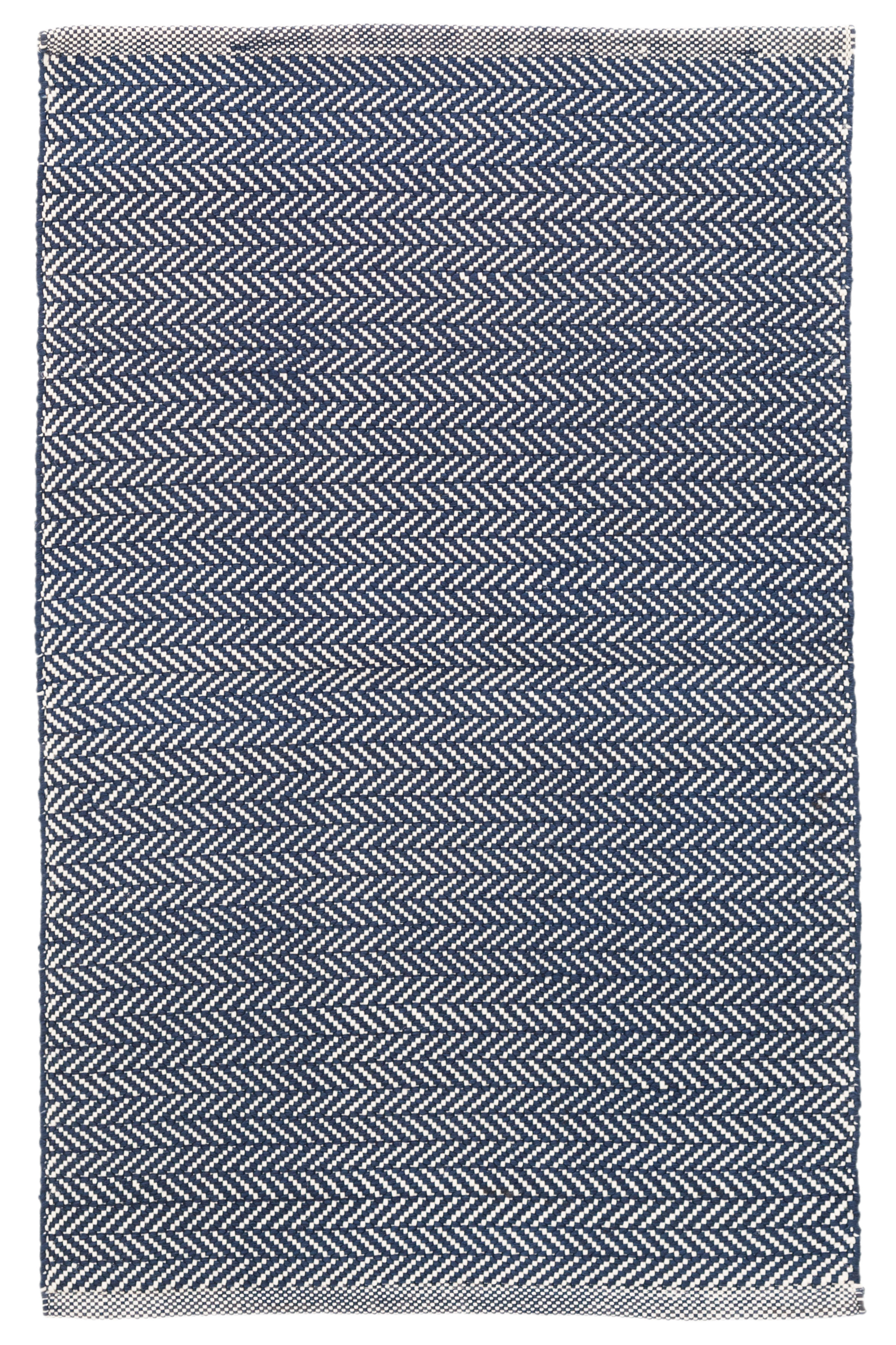 2 Sizes **FREE DELIVERY* Hayes Herringbone Style Ivory Blue Indoor Outdoor Rug 