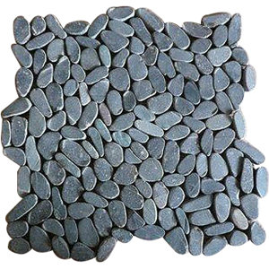 Rocha Random Sized Natural Stone Pebble Tile in Matte Black