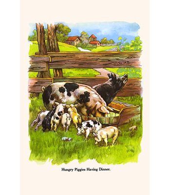 Hungry Piggies Having Dinner By Bird And Haumann Painting Print Buyenlarge Size 42 H X 28 W X 15 D