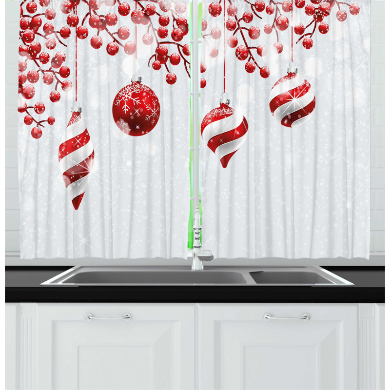 East Urban Home 2 Piece Christmas Kitchen Curtain Wayfair