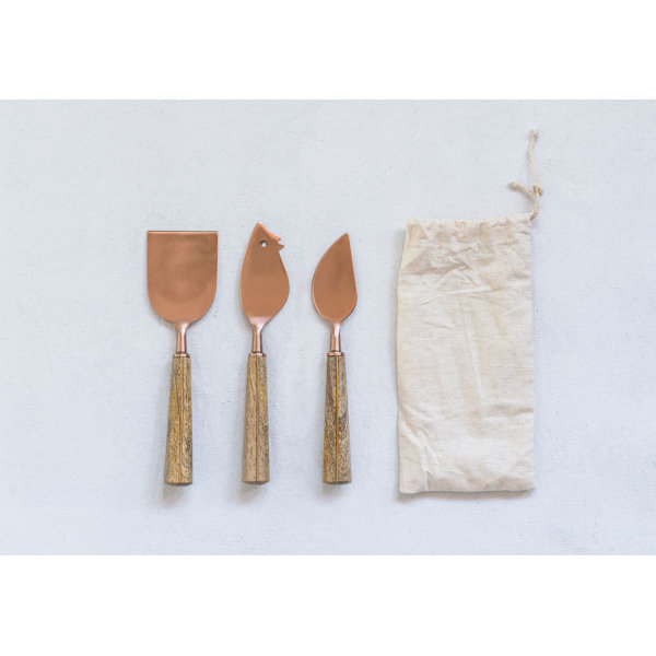 Kendig Brass Stainless Steel Cheese Knives 3 Piece Hostess Serving Set Joss Main