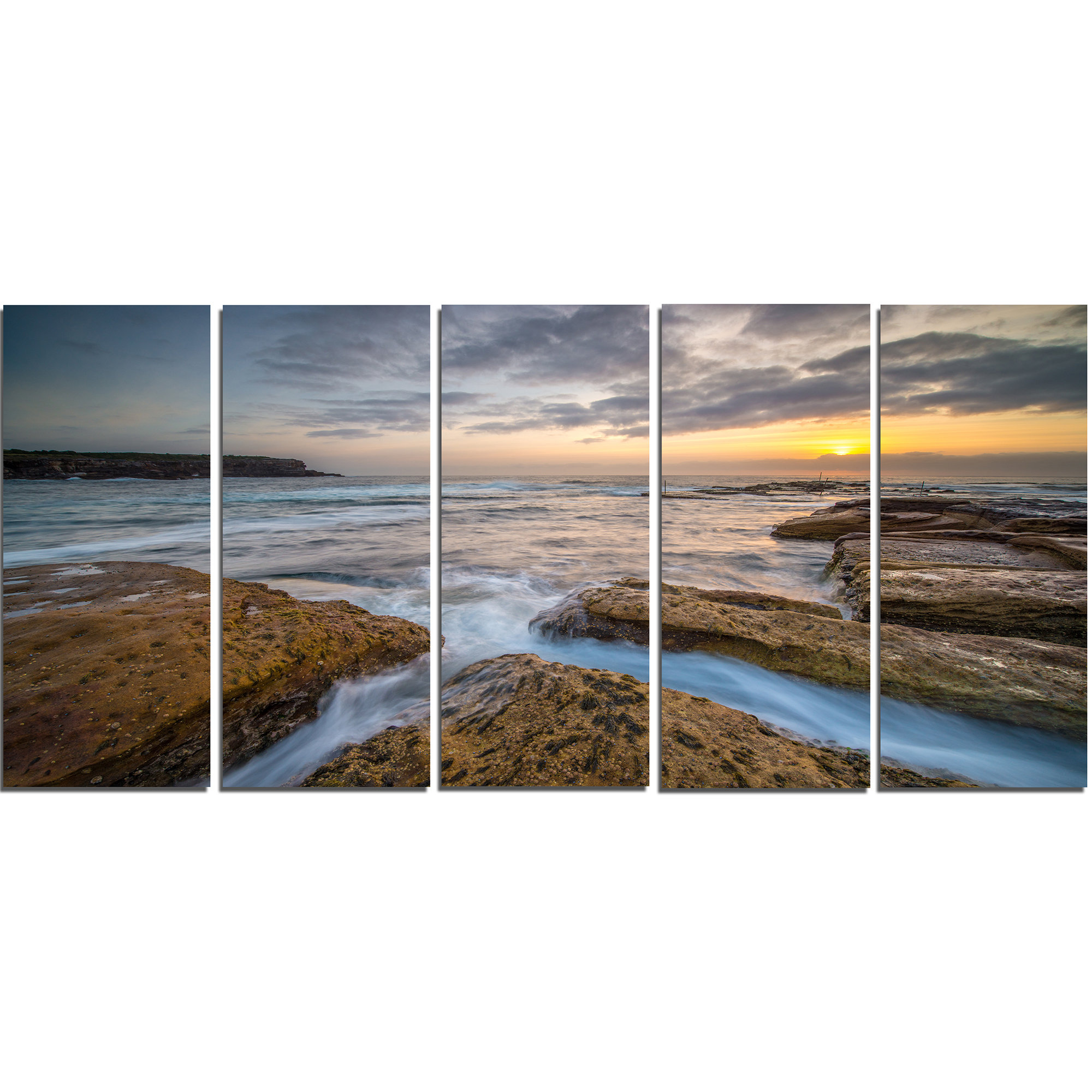 Designart Bright Sydney Coastline View 5 Piece Wall Art On Wrapped Canvas Set Wayfair