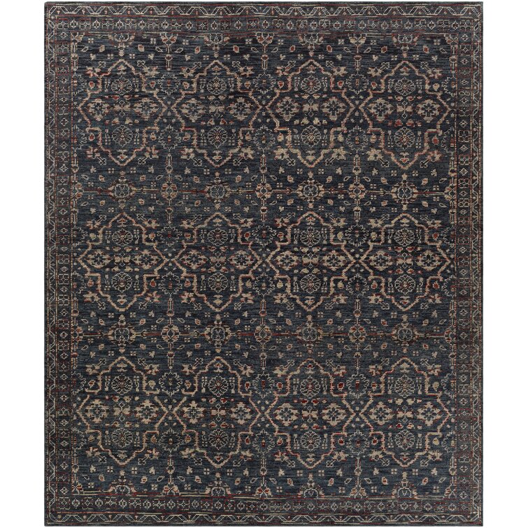 Joss & Main Robby Oriental Hand-Knotted Wool Charcoal/Brown/Red Area Rug |  Wayfair