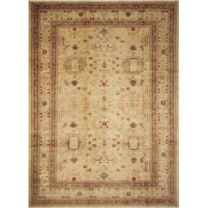 One-of-a-Kind Leann Hand-Knotted Rectangle Beige Wool Area Rug