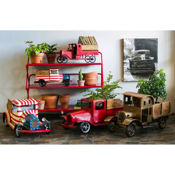 vintage red metal truck