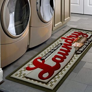 TEALP Laundry Room Rug,Vintage Style Oval Area Rug Waterproof Laundry Room Runner Rug Laundry Floor Mat Durable Mat for Washhouse Non-Slip Doormat Farmhouse Rug 20''x48'',Coffee 