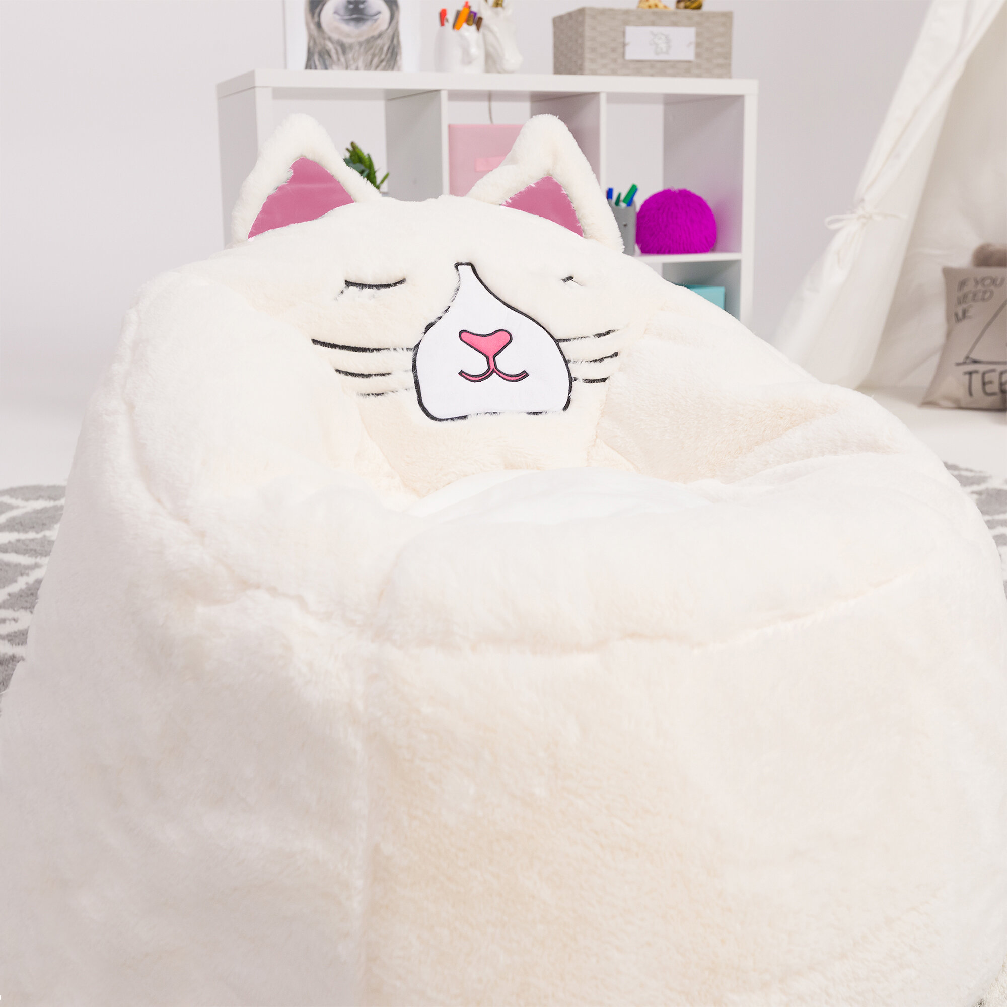 Furry Bean Bag Cover Lounger Size Sofa Chair Living Room Beanbags Cover One Seat 