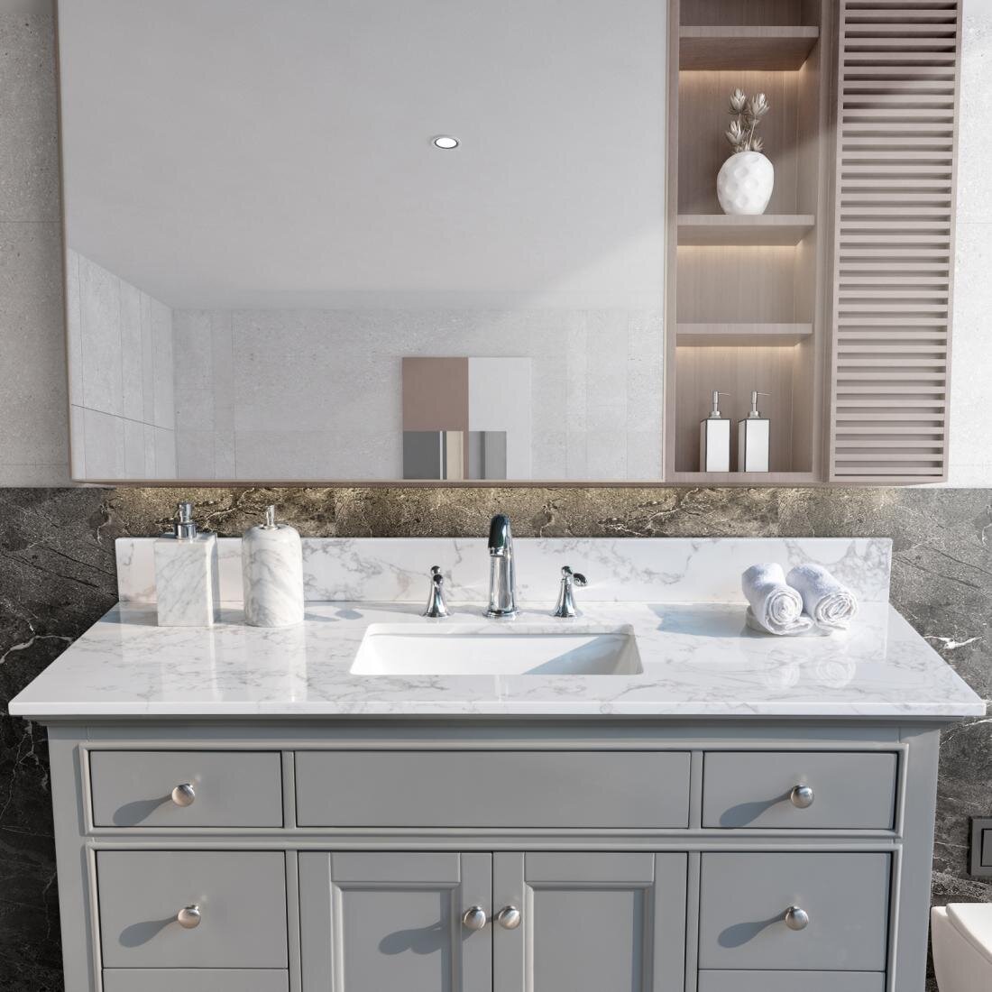Funadd 49 Single Bathroom Vanity Top In Carrara White With Sink Wayfair