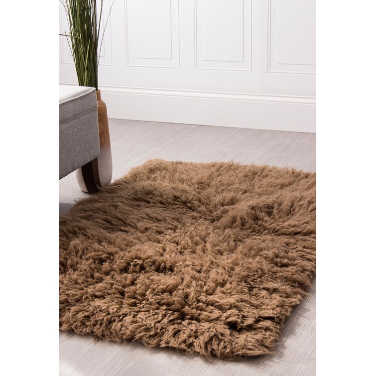 Flokati shag rug from Greece 100% Natural Wool-Ivory Beige & Brown 