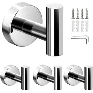 4PCS Self Adhesive Hooks Stainless Steel Strong Sticky Stick Bathroom Wall Door