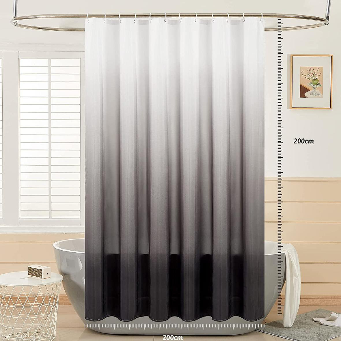 Long Slope Waterproof Bathroom Polyester Shower Curtain Liner Water Resistant 