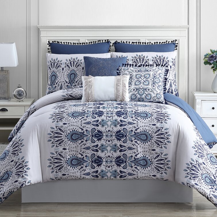 Reversible Comforter Sets Blue WB-COM-BLU-K Southshore Fine Linens 3 Piece Set Winter Brush Print King/California King