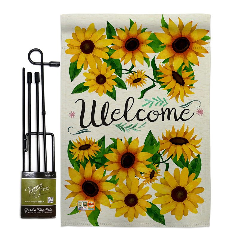 Breeze Decor Welcome Sunflowers Bouquet Spring Floral Impressions Decorative Vertical 2 Sided Polyester 19 X 13 In Flag Set Wayfair