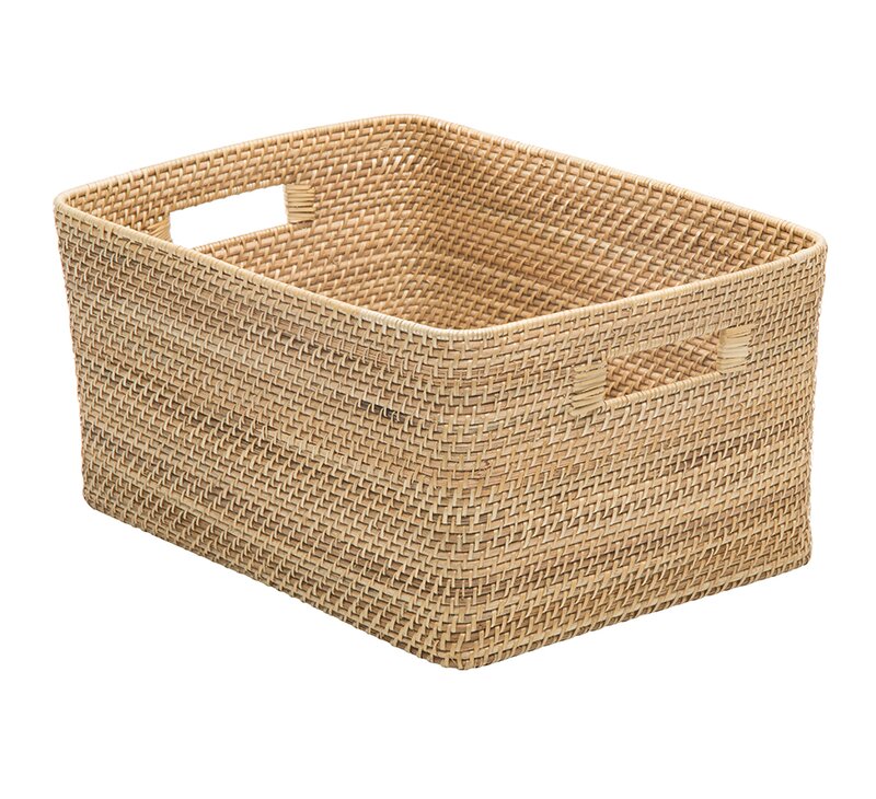 Highland Dunes Rectangle Coastal Rattan Storage Basket & Reviews | Wayfair