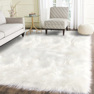 Details about   Natural Off White Faux Fur Rug 5'x8' Suede Bonded On Sale 