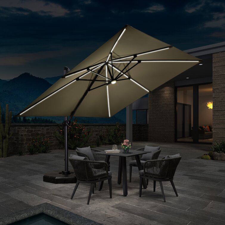 Arlmont & Co. Yatra 120'' Square Lighted Cantilever Umbrella & Reviews ...