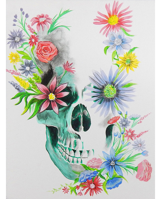Buy Art For Less Skulls N Flowers By Ed Capeau Painting Print On Wrapped Canvas Wayfair