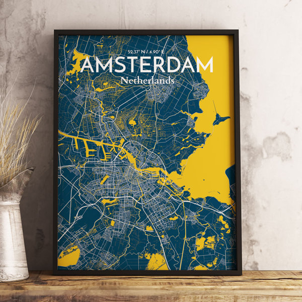 Wrought Studio Amsterdam City Map Graphic Art Print Poster In