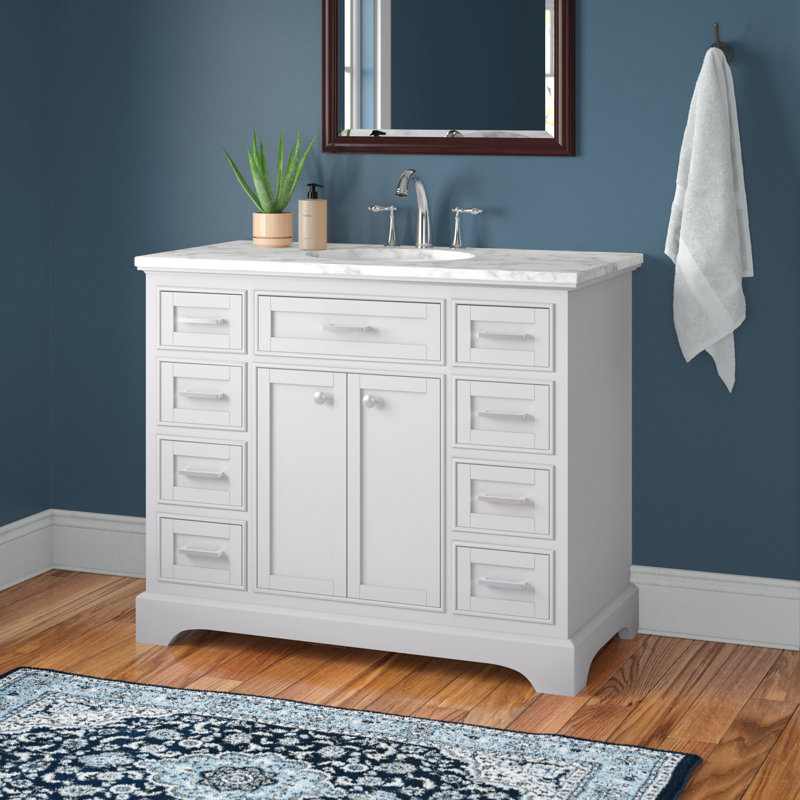 Hermes 42" Single Bathroom Vanity Set Base Finish: White