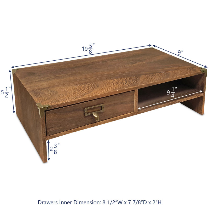 Three Posts Teen Ellijay Wooden Monitor Stand Computer Riser With