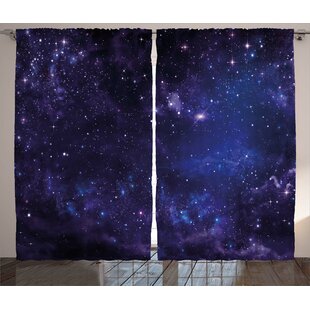 Colorful Galaxy Sky 3D Photo Printing Decor Curtain Drape 2 Panels Fabric Window 