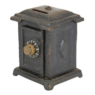 Die-Cast Iron 'Number Please' Crank Phone Antique Replica Mechanical Coin Bank 