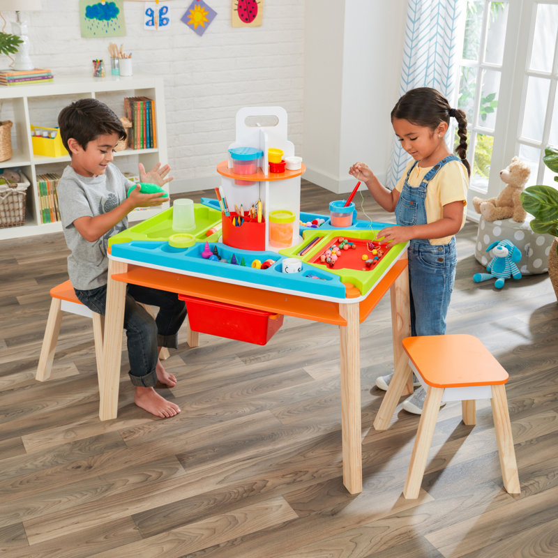Kidkraft Ultimate Kids 15 Piece Art And Craft Table And Stool Set