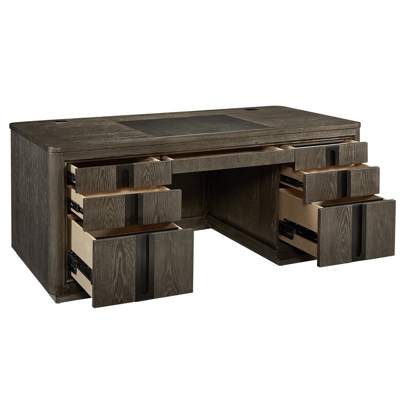 Gracie Oaks Hackney Solid Wood Executive Desk Reviews Wayfair