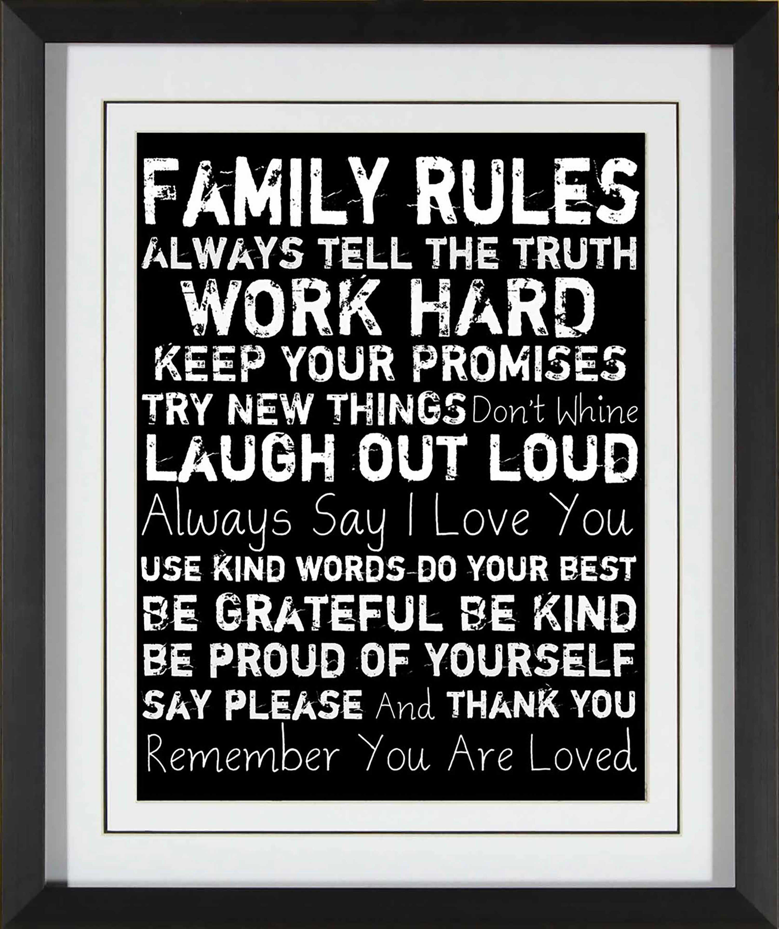 PTM Images Family Rules - Picture Frame Textual Art on Canvas | Wayfair