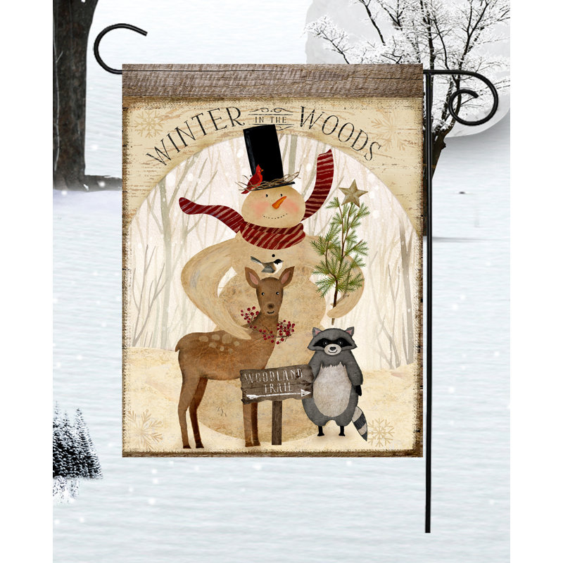 Flags Galore Decor And More Winter Woods Snowman Raccoon 2 Sided
