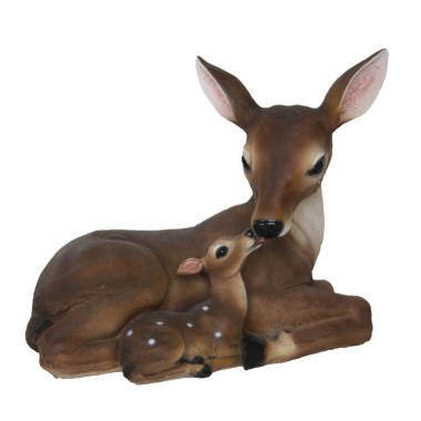Protective Mother Deer Statue Baby Fawn Sculpture Doe Garden Decor NEW 