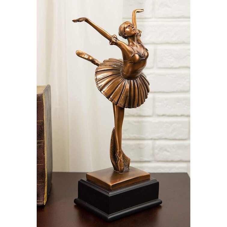 House of Hampton® Ebros Graceful Attitude Ballet Dancer Statue In Bronze Electroplated Resin With Trophy Base Whimsical Decor Collectible Figurine Wayfair