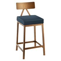 navy and copper bar stools