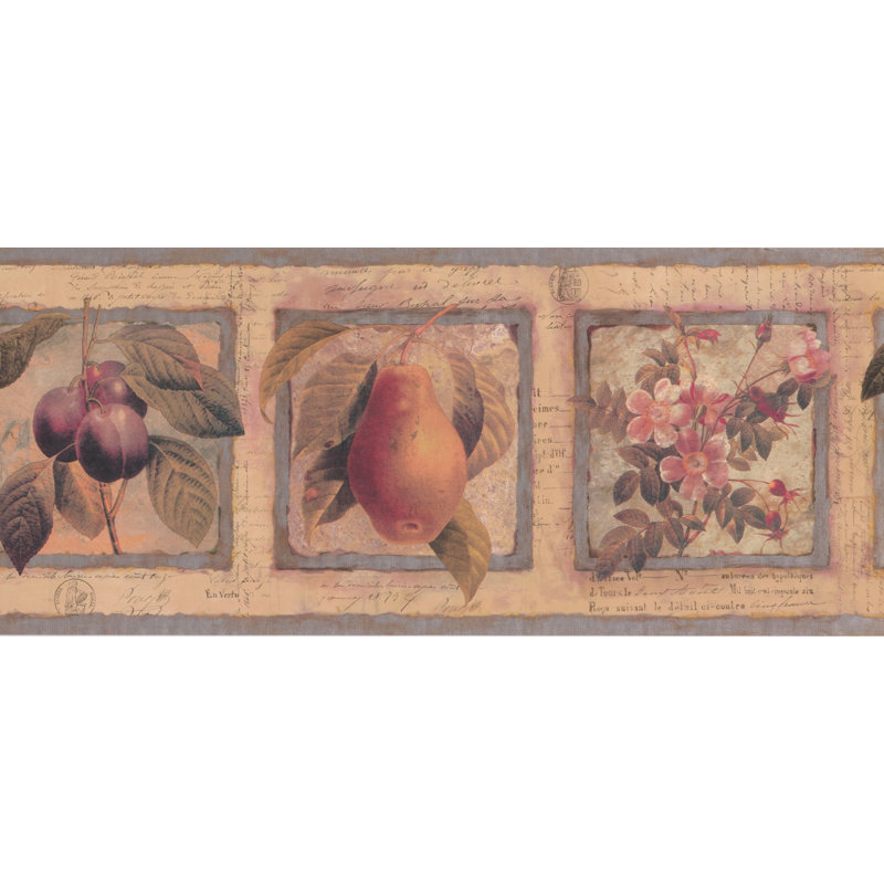 York Wallcoverings 15 L X 10 W Pear Plum Flowers In Squares On