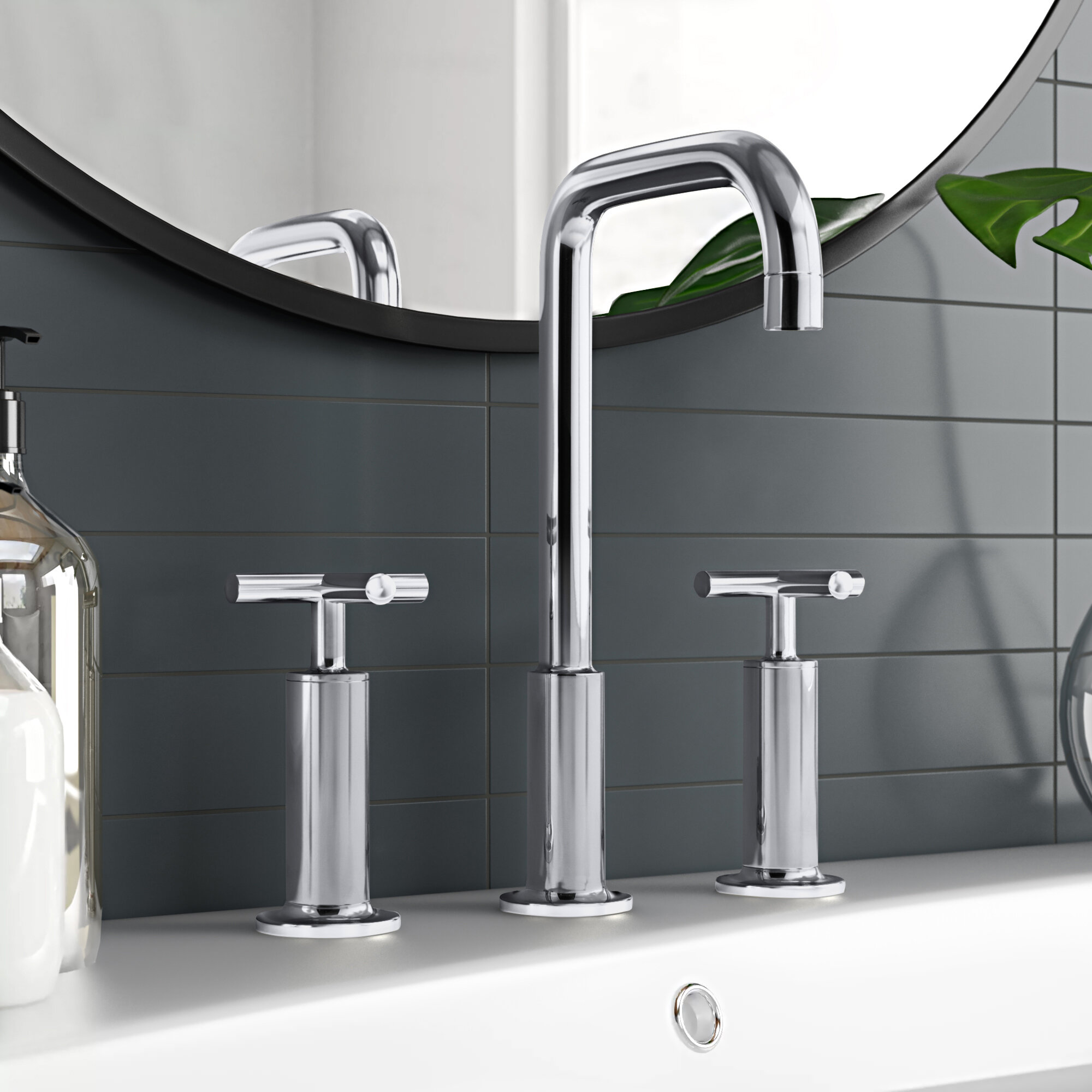 Purist Widespread Bathroom Sink Faucet With High Cross Handles And High Gooseneck Spout Allmodern