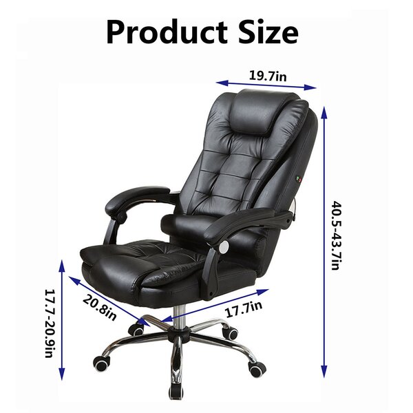 Office Chair Leather Desk Gaming Chair With Massage Function Adjust Seat Height 