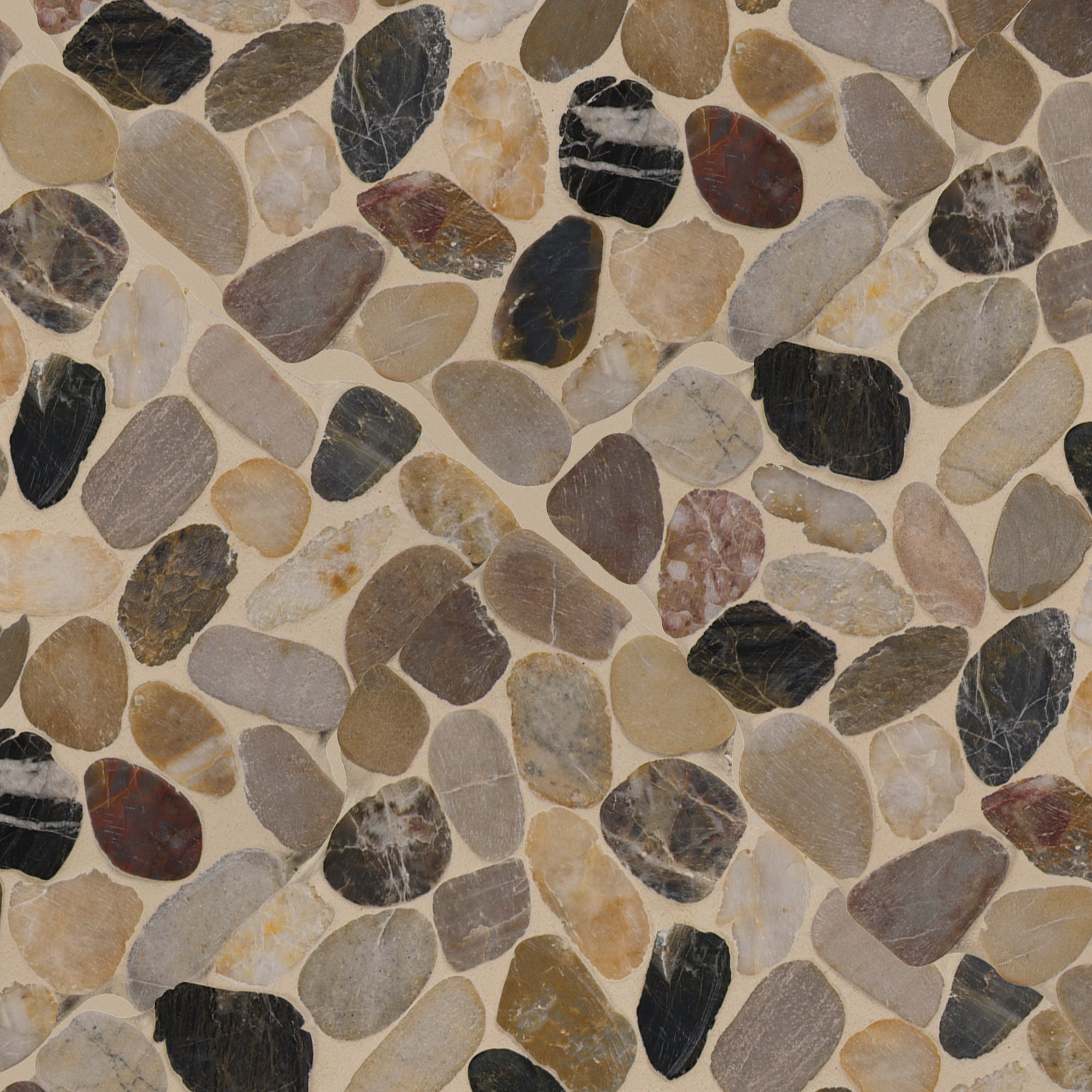 Msi Mix River Random Sized Quartz Pebble Mosaic Tile In Gray Beige