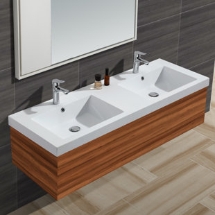 Double Vanity Tops You Ll Love Wayfair Diamond Stone Solid Surface 61 Double Bathroom Vanity Top