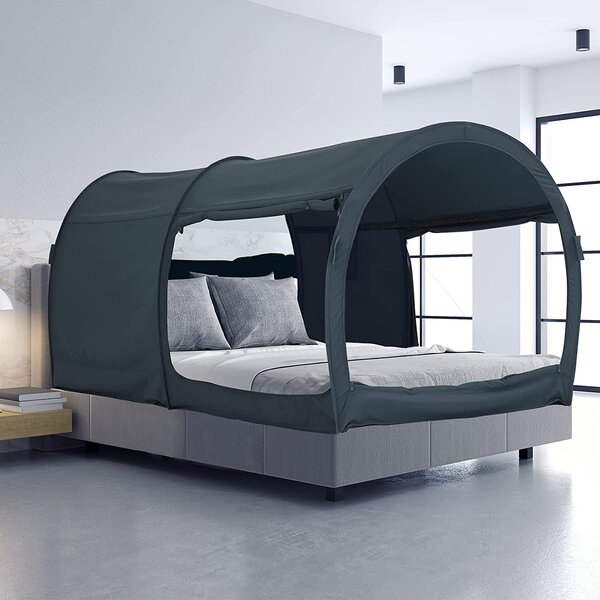 Bed Canopy Tent Full/Queen Portable Privacy Single Pop Up Bedroom Space 3 Doors 