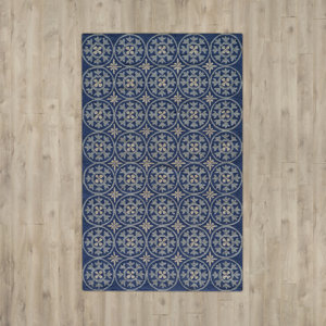 Howland Traditional Hand-Hooked Blue Indoor/Outdoor Area Rug