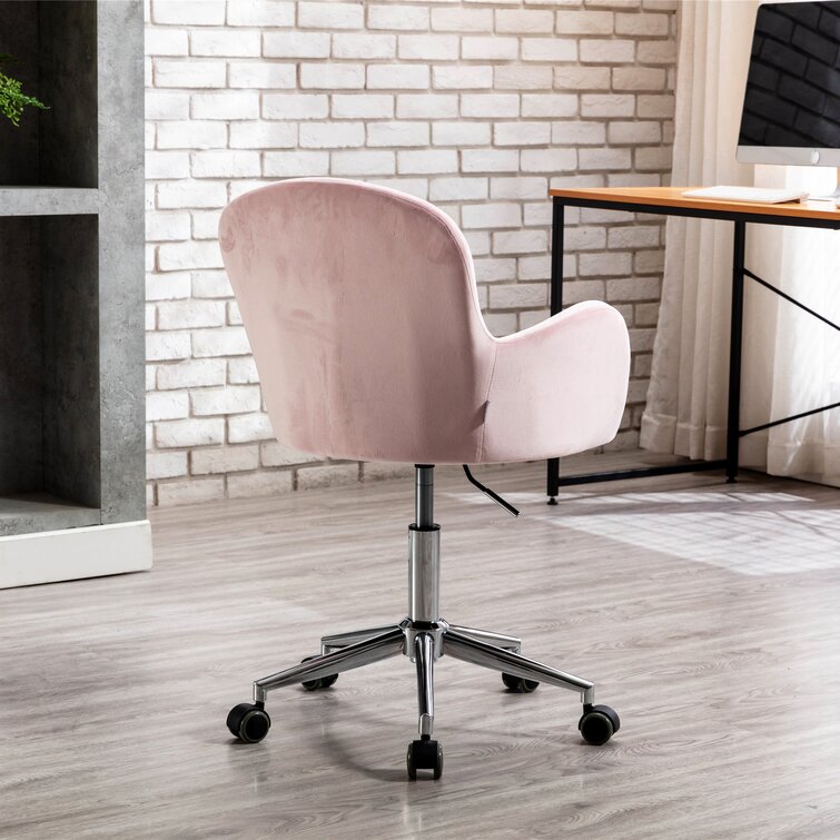 High Adjustable 360°Swivel Computer Chairs Modern Design Task Chair Pink Makeup Chair Vanity Chair Velvet Office Chair Home Office Desk Chairs with Upholstered Back Cute Chairs for Bedroom Desk