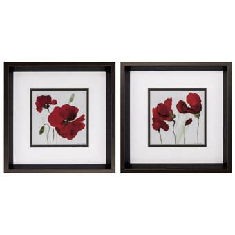 Latitude Run Big Red Poppies 2 Piece Picture Frame Print Set On Paper Reviews Wayfair