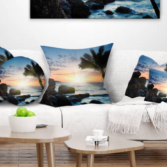 East Urban Home Landscape Reflective Retro Palm Trees Pillow Wayfair