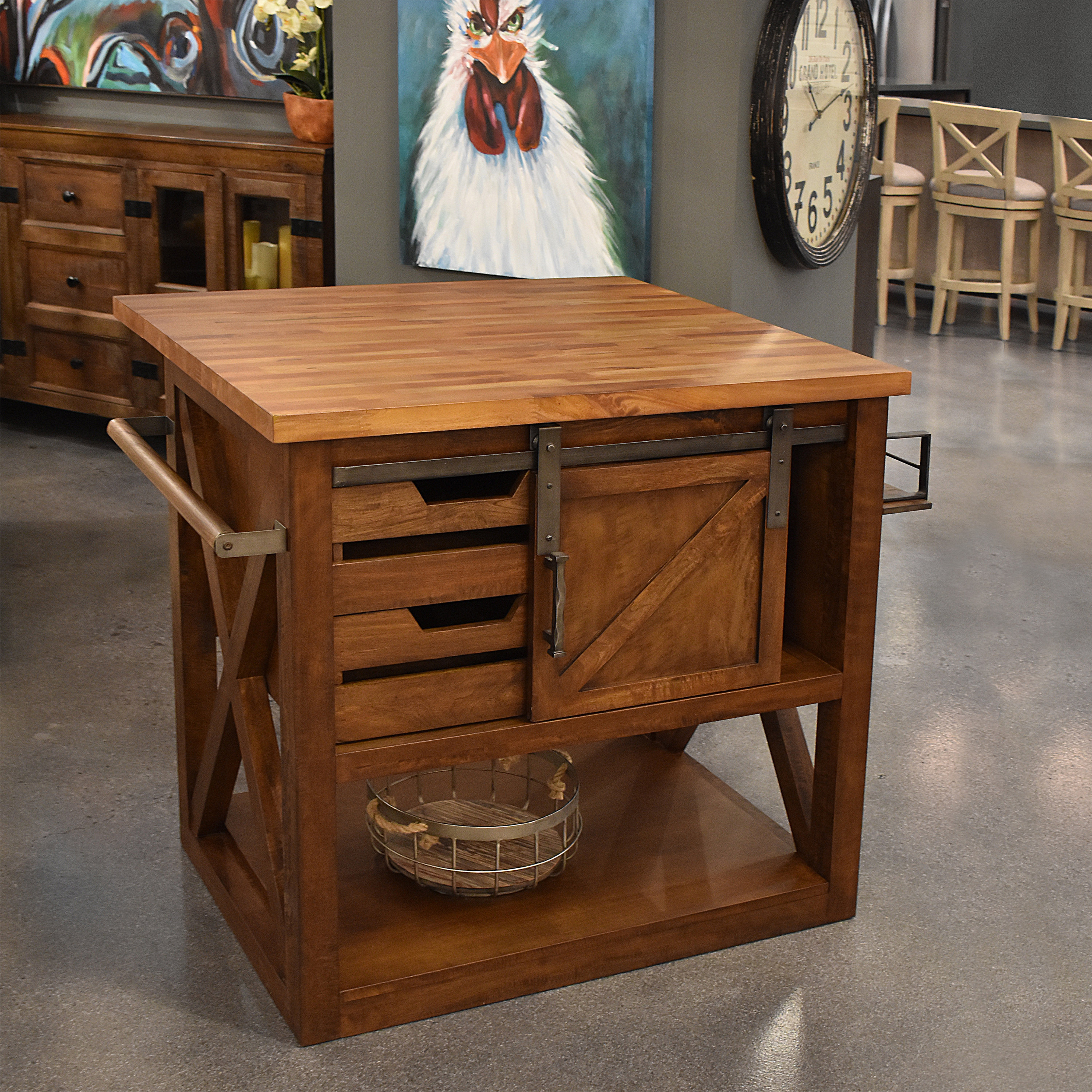 Gracie Oaks Jaren 43.5'' Wide Kitchen Island with Solid Wood Top