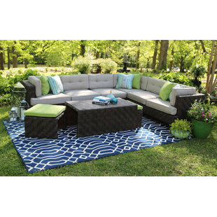 Go to store & view more images Kiana 6 Piece Rattan Sunbrella Sectional Seating Group with Sunbrella Cushions by Brayden Studio