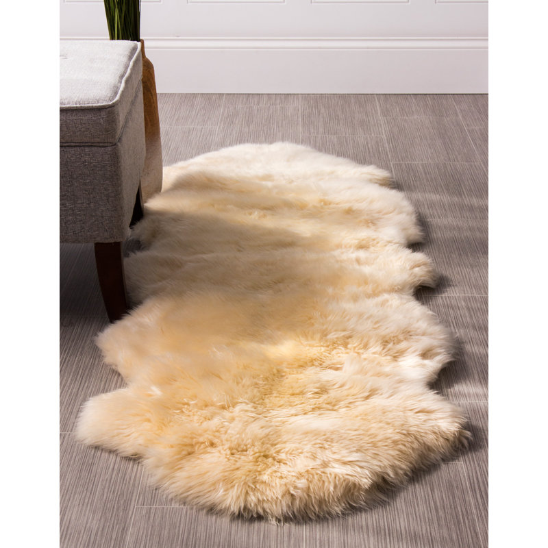 Bloomsbury Market Moquin Genuine Fur Double Pelt Handmade Shag Sheepskin Champagne Area Rug Reviews Wayfair